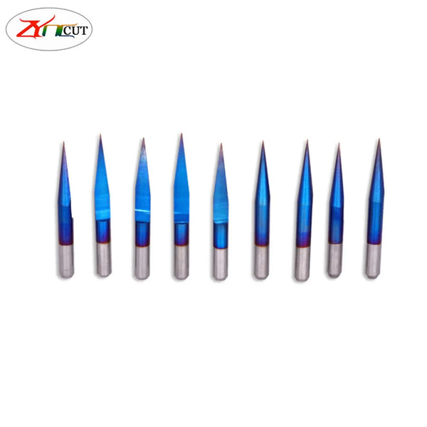 10Pcs PCB 3D Milling Cutter 3.175 Shank Tungsten Carbide V Shape  Engraving Bit 10/15/20/25 Degree CNC Router Bit for Wood PVC